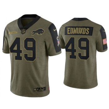 Men's Buffalo Bills #49 Tremaine Edmunds 2021 Olive Salute To Service Limited Stitched Jersey Men's Buffalo Bills #49 Tremaine Edmunds 2021 Olive Salute To Service Limited Stitched Jersey