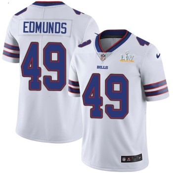 Men's Buffalo Bills #49 Tremaine Edmunds White 2021 Super Bowl LV Stitched NFL Jersey Men's Buffalo Bills #49 Tremaine Edmunds White 2021 Super Bowl LV Stitched NFL Jersey