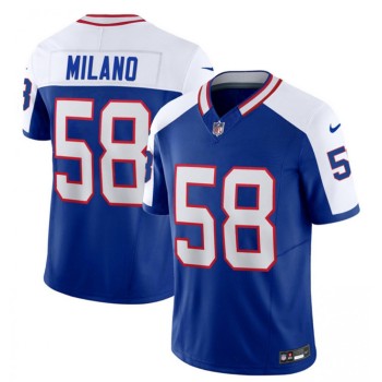 Men's Buffalo Bills #58 Matt Milano Blue/White 2023 F.U.S.E. Throwback Vapor Untouchable Limited Stitched Jersey Men's Buffalo Bills #58 Matt Milano Blue/White 2023 F.U.S.E. Throwback Vapor Untouchable Limited Stitched Jersey