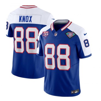 Men's Buffalo Bills #88 Dawson Knox Blue/White 35th And 75th Patch 2023 F.U.S.E. Throwback Vapor Untouchable Limited Stitched Jersey Men's Buffalo Bills #88 Dawson Knox Blue/White 35th And 75th Patch 2023 F.U.S.E. Throwback Vapor Untouchable Limited Stitched Jersey