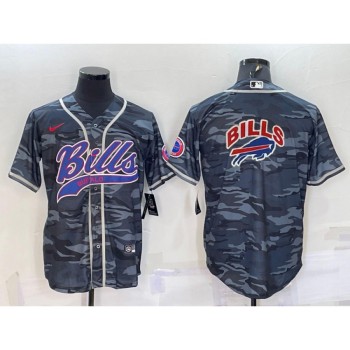 Men's Buffalo Bills Blank Grey Camo Team Big Logo With Patch Cool Base Stitched Baseball Jersey Men's Buffalo Bills Blank Grey Camo Team Big Logo With Patch Cool Base Stitched Baseball Jersey