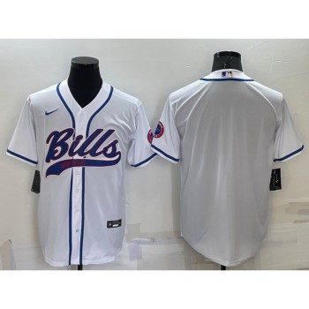 Men's Buffalo Bills Blank White Cool Base Stitched Baseball Jersey Men's Buffalo Bills Blank White Cool Base Stitched Baseball Jersey