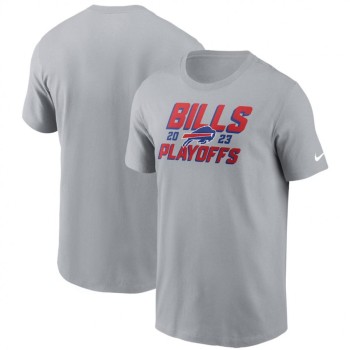 Men's Buffalo Bills Gray 2023 NFL Playoffs Iconic T-Shirt Men's Buffalo Bills Gray 2023 NFL Playoffs Iconic T-Shirt