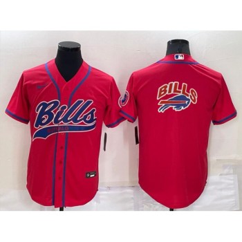 Men's Buffalo Bills Red Team Big Logo With Patch Cool Base Stitched Baseball Jersey Men's Buffalo Bills Red Team Big Logo With Patch Cool Base Stitched Baseball Jersey