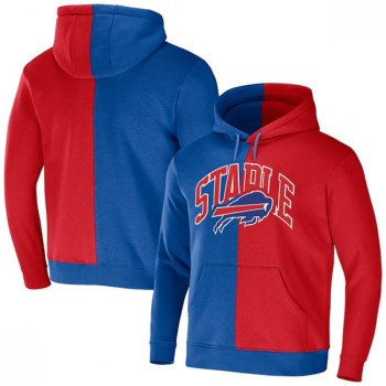 Men's Buffalo Bills Royal/Red Split Logo Pullover Hoodie Men's Buffalo Bills Royal/Red Split Logo Pullover Hoodie