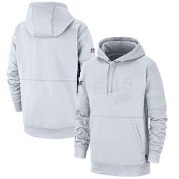 Men's Buffalo Bills White 2019 100th Season Sideline Platinum Therma Pullover Hoodie Men's Buffalo Bills White 2019 100th Season Sideline Platinum Therma Pullover Hoodie