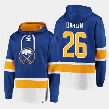 Men's Buffalo Sabres #26 Rasmus Dahlin Royal Ageless Must-Have Lace-Up Pullover Hoodie Men's Buffalo Sabres #26 Rasmus Dahlin Royal Ageless Must-Have Lace-Up Pullover Hoodie