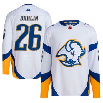 Men's Buffalo Sabres #26 Rasmus Dahlin White 2022/23 Reverse Retro Stitched Jersey Men's Buffalo Sabres #26 Rasmus Dahlin White 2022/23 Reverse Retro Stitched Jersey