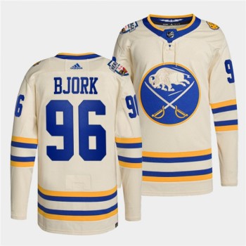Men's Buffalo Sabres #96 Anders Bjork 2022 Cream Heritage Classic Cream Stitched Jersey Men's Buffalo Sabres #96 Anders Bjork 2022 Cream Heritage Classic Cream Stitched Jersey