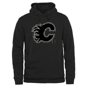 Men's Calgary Flames Black Rink Warrior Pullover Hoodie Men's Calgary Flames Black Rink Warrior Pullover Hoodie