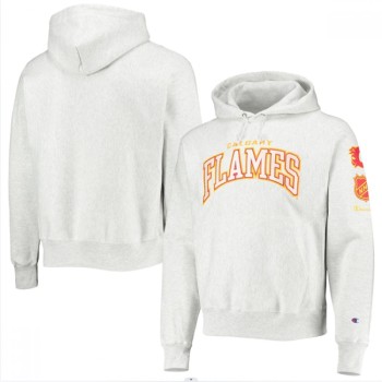 Men's Calgary Flames Champion Gray O&B Capsule II Pullover Hoodie Men's Calgary Flames Champion Gray O&B Capsule II Pullover Hoodie