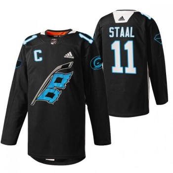 Men's Carolina Hurricanes #11 Jordan Staal 2022 Black Warm-up Stitched Jersey Men's Carolina Hurricanes #11 Jordan Staal 2022 Black Warm-up Stitched Jersey