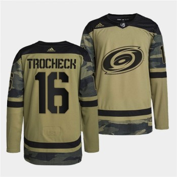 Men's Carolina Hurricanes #16 Vincent Trocheck 2022 Camo Military Appreciation Night Stitched Jersey Men's Carolina Hurricanes #16 Vincent Trocheck 2022 Camo Military Appreciation Night Stitched Jersey