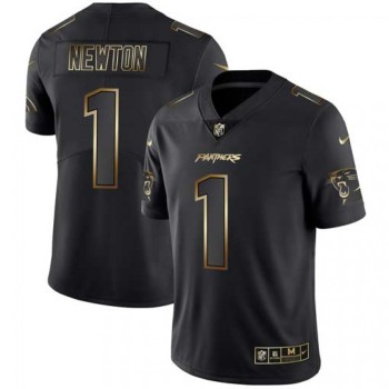 Men's Carolina Panthers #1 Cam Newton 2019 Black Gold Edition Stitched NFL Jersey Men's Carolina Panthers #1 Cam Newton 2019 Black Gold Edition Stitched NFL Jersey