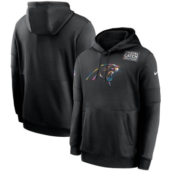 Men's Carolina Panthers 2020 Black Crucial Catch Sideline Performance Pullover Hoodie Men's Carolina Panthers 2020 Black Crucial Catch Sideline Performance Pullover Hoodie