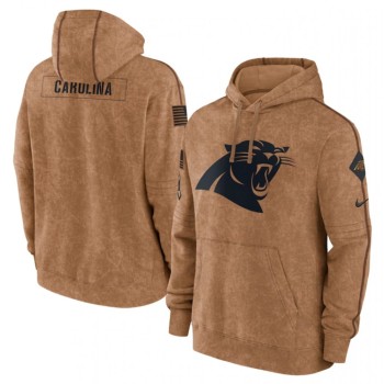 Men's Carolina Panthers 2023 Brown Salute to Service Pullover Hoodie Men's Carolina Panthers 2023 Brown Salute to Service Pullover Hoodie