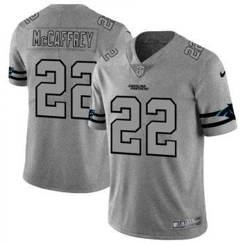Men's Carolina Panthers #22 Christian McCaffrey 2019 Gray Gridiron Team Logo Limited Stitched NFL Jersey Men's Carolina Panthers #22 Christian McCaffrey 2019 Gray Gridiron Team Logo Limited Stitched NFL Jersey