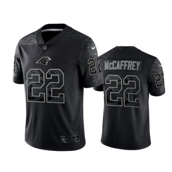 Men's Carolina Panthers #22 Christian McCaffrey Black Reflective Limited Stitched Football Jersey Men's Carolina Panthers #22 Christian McCaffrey Black Reflective Limited Stitched Football Jersey