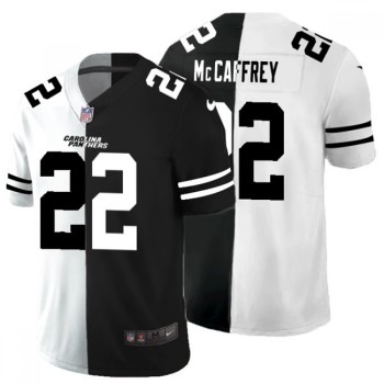Men's Carolina Panthers #22 Christian McCaffrey Black & White Split Limited Stitched Jersey Limited Stitched Jersey Men's Carolina Panthers #22 Christian McCaffrey Black & White Split Limited Stitched Jersey Limited Stitched Jersey