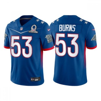 Men's Carolina Panthers #53 Brian Burns 2022 Royal NFC Pro Bowl Stitched Jersey Men's Carolina Panthers #53 Brian Burns 2022 Royal NFC Pro Bowl Stitched Jersey
