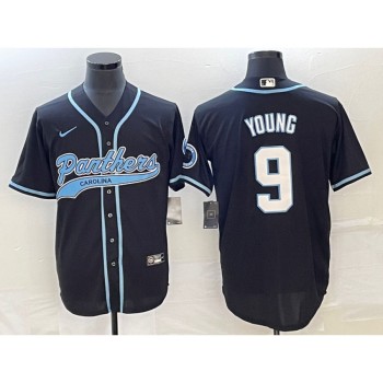 Men's Carolina Panthers #9 Bryce Young Black With Patch Cool Base Stitched Baseball Jersey Men's Carolina Panthers #9 Bryce Young Black With Patch Cool Base Stitched Baseball Jersey
