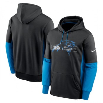 Men's Carolina Panthers Black Color Block Fleece Performance Pullover Hoodie Men's Carolina Panthers Black Color Block Fleece Performance Pullover Hoodie