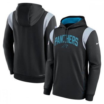 Men's Carolina Panthers Black Sideline Stack Performance Pullover Hoodie 001 Men's Carolina Panthers Black Sideline Stack Performance Pullover Hoodie 001