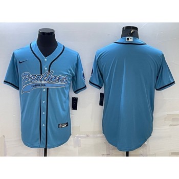 Men's Carolina Panthers Blank Blue With Patch Cool Base Stitched Baseball Jersey Men's Carolina Panthers Blank Blue With Patch Cool Base Stitched Baseball Jersey