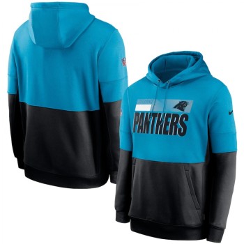 Men's Carolina Panthers Blue/Black Sideline Impact Lockup Performance Pullover Hoodie Men's Carolina Panthers Blue/Black Sideline Impact Lockup Performance Pullover Hoodie