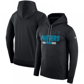 Men's Carolina Panthers Black Sideline Team Name Performance Pullover Hoodie Men's Carolina Panthers Black Sideline Team Name Performance Pullover Hoodie