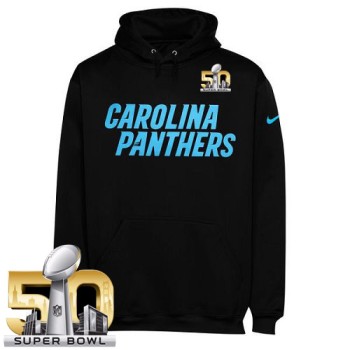 Men's Carolina Panthers Black Super Bowl 50 KO Wordmark Performance Hoodie Men's Carolina Panthers Black Super Bowl 50 KO Wordmark Performance Hoodie