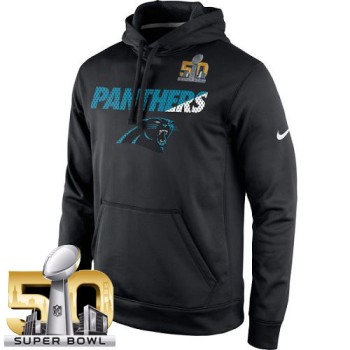 Men's Carolina Panthers Black Super Bowl 50 Kick Off Staff Performance Pullover Hoodie Men's Carolina Panthers Black Super Bowl 50 Kick Off Staff Performance Pullover Hoodie
