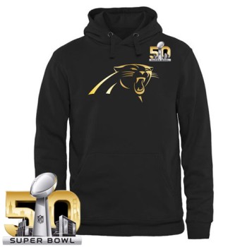Men's Carolina Panthers Pro Line Black Gold Super Bowl 50 Collection Pullover Hoodie Men's Carolina Panthers Pro Line Black Gold Super Bowl 50 Collection Pullover Hoodie