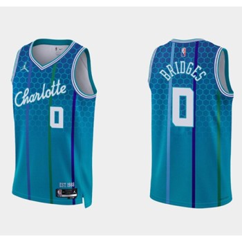 Men's Charlotte Hornets #0 Miles Bridges 2021/22 Blue 75th Anniversary City Edition Stitched Basketball Jersey Men's Charlotte Hornets #0 Miles Bridges 2021/22 Blue 75th Anniversary City Edition Stitched Basketball Jersey