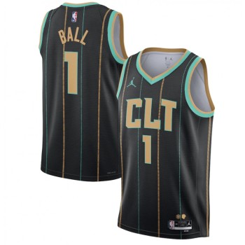 Men's Charlotte Hornets #1 LaMelo Ball 2022/2023 Black City Edition Stitched Basketball Jersey Men's Charlotte Hornets #1 LaMelo Ball 2022/2023 Black City Edition Stitched Basketball Jersey