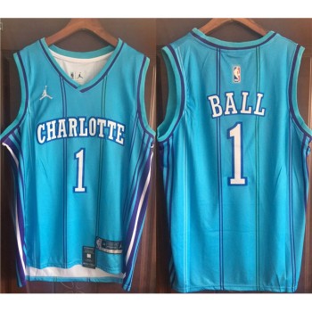 Men's Charlotte Hornets #1 LaMelo Ball Blue Stitched Basketball Jersey Men's Charlotte Hornets #1 LaMelo Ball Blue Stitched Basketball Jersey