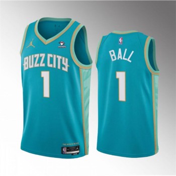 Men's Charlotte Hornets #1 LaMelo Ball Teal 2023-24 City Edition Stitched Basketball Jersey Men's Charlotte Hornets #1 LaMelo Ball Teal 2023-24 City Edition Stitched Basketball Jersey