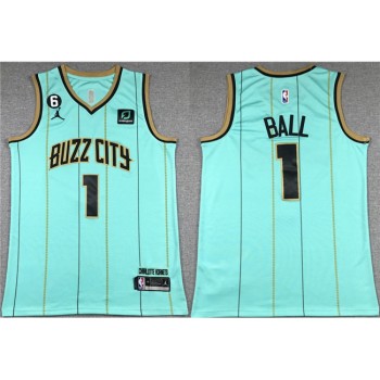 Men's Charlotte Hornets #1 LaMelo Ball Teal No.6 Patch Stitched Basketball Jersey Men's Charlotte Hornets #1 LaMelo Ball Teal No.6 Patch Stitched Basketball Jersey