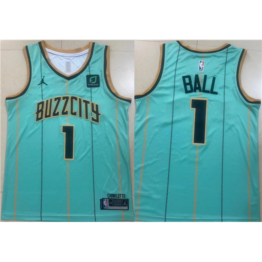 Men's Charlotte Hornets #1 LaMelo Ball Teal Stitched Basketball Jersey
