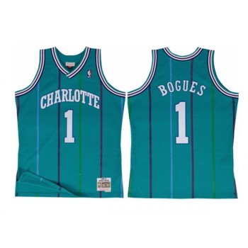 Men's Charlotte Hornets #1 Muggsy Bogues Aqua Throwback Stitched Jersey Men's Charlotte Hornets #1 Muggsy Bogues Aqua Throwback Stitched Jersey