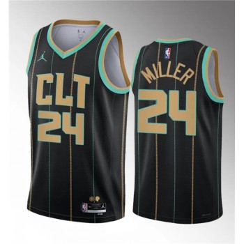 Men's Charlotte Hornets #24 Brandon Miller Black 2022/23 Draft City Edition Stitched Basketball Jersey Men's Charlotte Hornets #24 Brandon Miller Black 2022/23 Draft City Edition Stitched Basketball Jersey