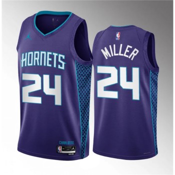 Men's Charlotte Hornets #24 Brandon Miller Purple 2022/23 Draft Statement Edition Stitched Basketball Jersey Men's Charlotte Hornets #24 Brandon Miller Purple 2022/23 Draft Statement Edition Stitched Basketball Jersey
