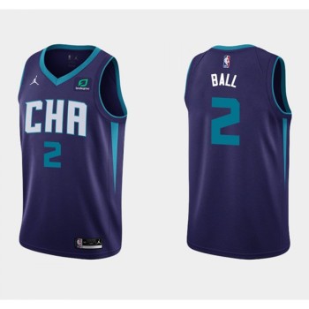 Men's Charlotte Hornets #2 LaMelo Ball Purple Stitched Basketball Jersey Men's Charlotte Hornets #2 LaMelo Ball Purple Stitched Basketball Jersey