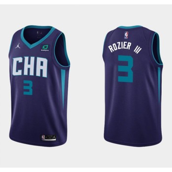 Men's Charlotte Hornets #3 Terry Rozier III Purple Stitched Basketball Jersey Men's Charlotte Hornets #3 Terry Rozier III Purple Stitched Basketball Jersey