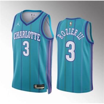 Men's Charlotte Hornets #3 Terry Rozier Teal 2023/24 Classic Edition Stitched Basketball Jersey Men's Charlotte Hornets #3 Terry Rozier Teal 2023/24 Classic Edition Stitched Basketball Jersey