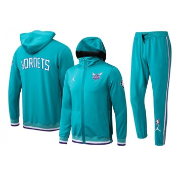Men's Charlotte Hornets 75th Anniversary Teal Performance Showtime Full-Zip Hoodie Jacket And Pants  Suit Men's Charlotte Hornets 75th Anniversary Teal Performance Showtime Full-Zip Hoodie Jacket And Pants  Suit