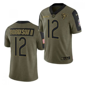 Men's Chicago Bears #12 Allen Robinson II 2021 Olive Salute To Service Limited Stitched Jersey Men's Chicago Bears #12 Allen Robinson II 2021 Olive Salute To Service Limited Stitched Jersey