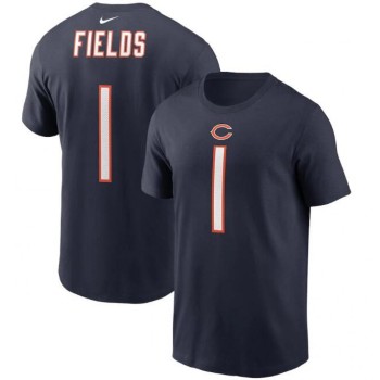 Men's Chicago Bears #1 Justin Fields 2021 Navy NFL Draft First Round Pick Player Name & Number T-Shirt Men's Chicago Bears #1 Justin Fields 2021 Navy NFL Draft First Round Pick Player Name & Number T-Shirt