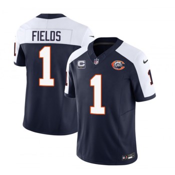 Men's Chicago Bears #1 Justin Fields Navy/White 2023 F.U.S.E. With 1-star C PatchThrowback Limited Stitched Football Jersey Men's Chicago Bears #1 Justin Fields Navy/White 2023 F.U.S.E. With 1-star C PatchThrowback Limited Stitched Football Jersey