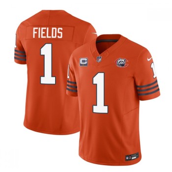 Men's Chicago Bears #1 Justin Fields Orange 2023 F.U.S.E. With 1-star C Patch Throwback Limited Stitched Football Jersey Men's Chicago Bears #1 Justin Fields Orange 2023 F.U.S.E. With 1-star C Patch Throwback Limited Stitched Football Jersey